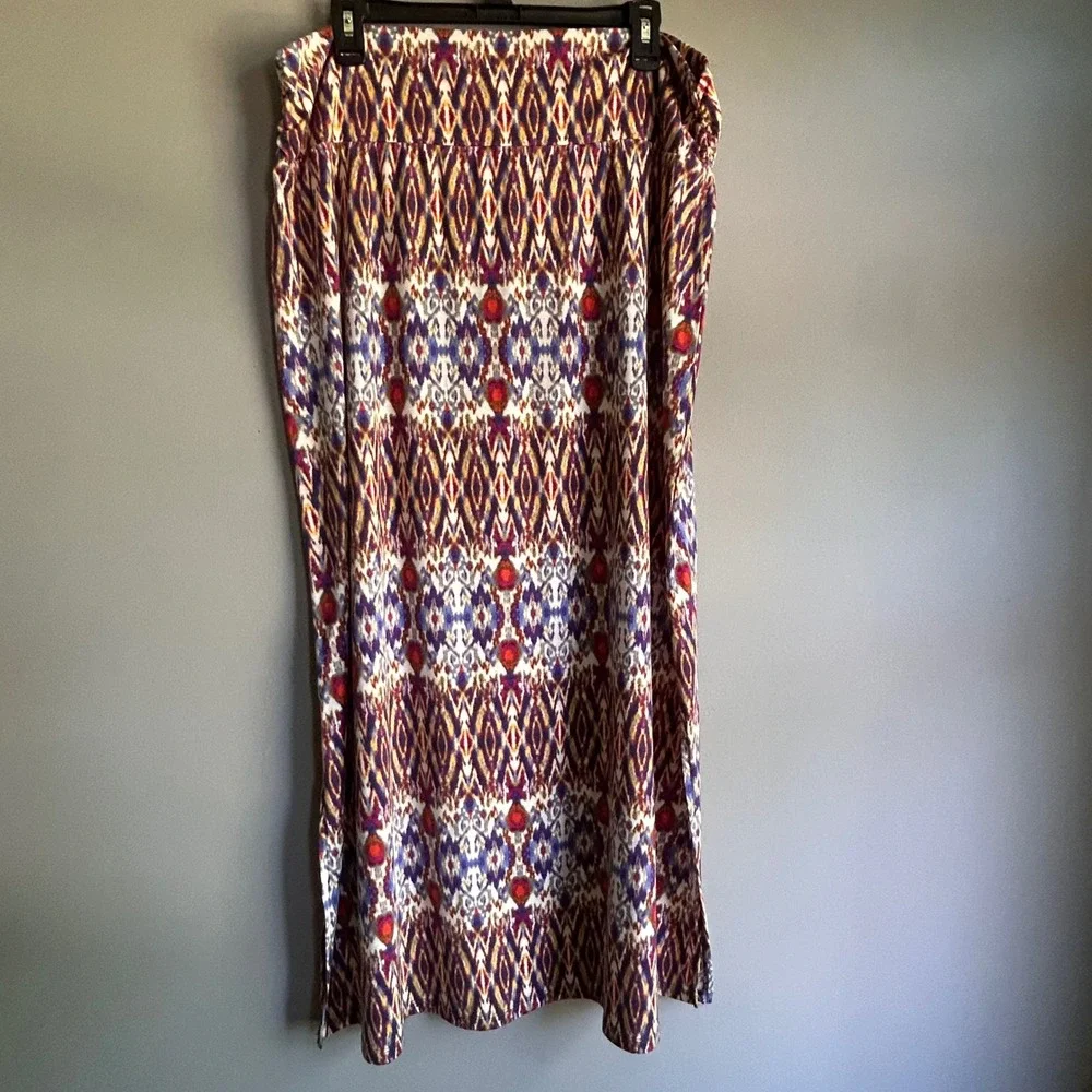 Faded Glory Womens XL Violet Combo Ikat‎ Geometric Print Maxi Skirt FGL26782PR7